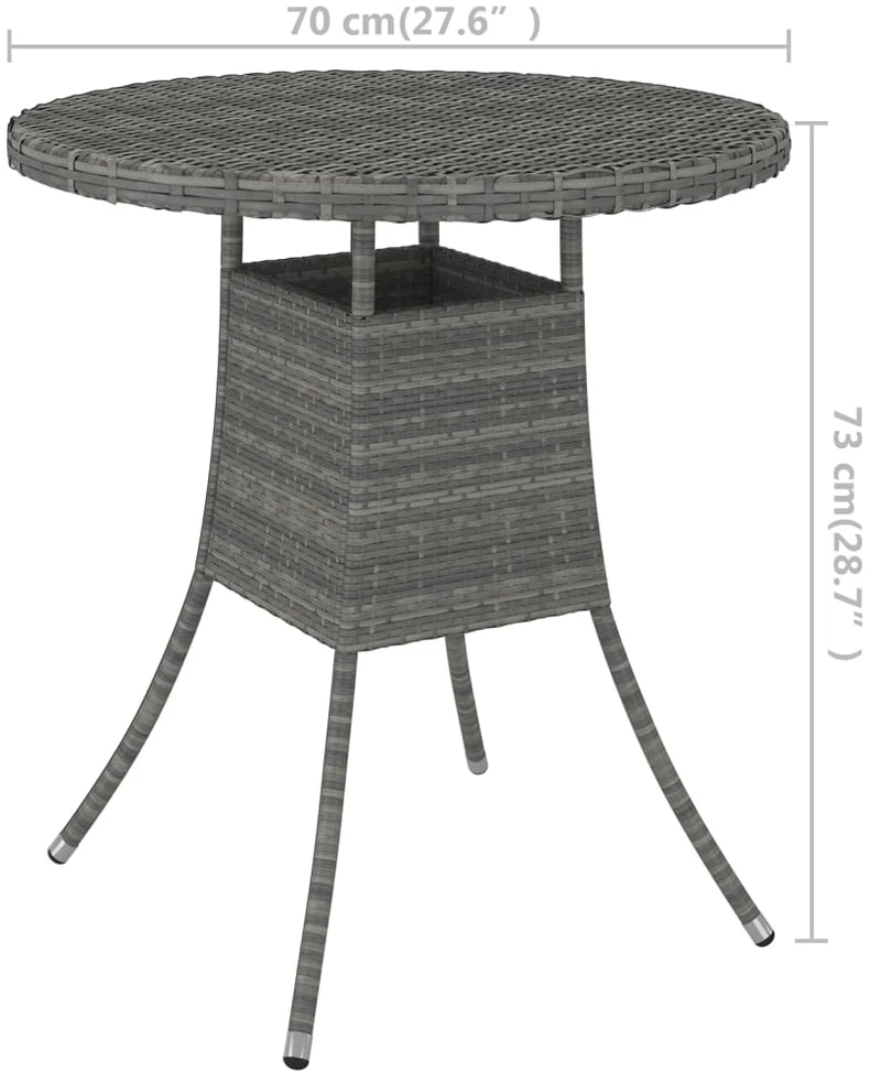 Sodo stalas, pilkas, 70x70x73cm, poliratanas