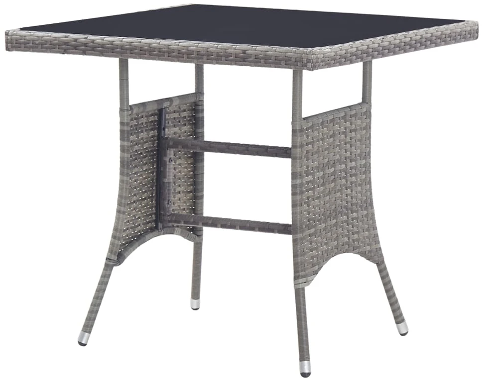 Sodo stalas, pilkos spalvos, 80x80x74cm, poliratanas