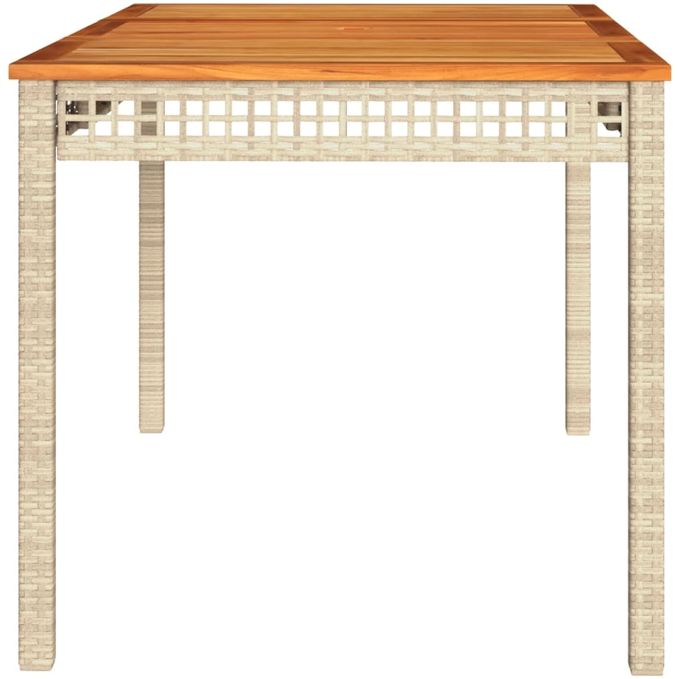 Sodo stalas, rudas, 109x107x74cm, poliratanas ir stiklas