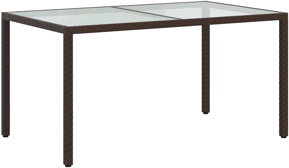 Sodo stalas, rudas, 150x90x75cm, grūdintas stiklas/poliratanas