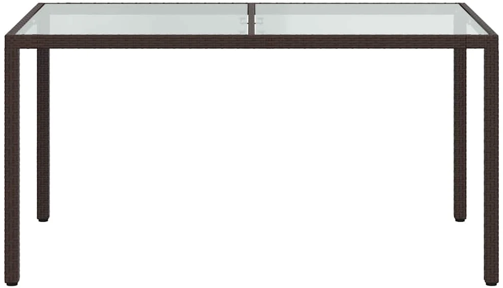 Sodo stalas, rudas, 150x90x75cm, grūdintas stiklas/poliratanas