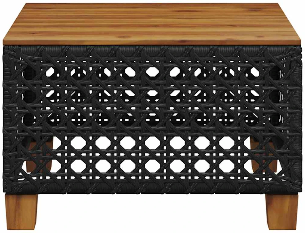 Sodo stalas, smėlio, 109x107x74cm, poliratanas ir stiklas