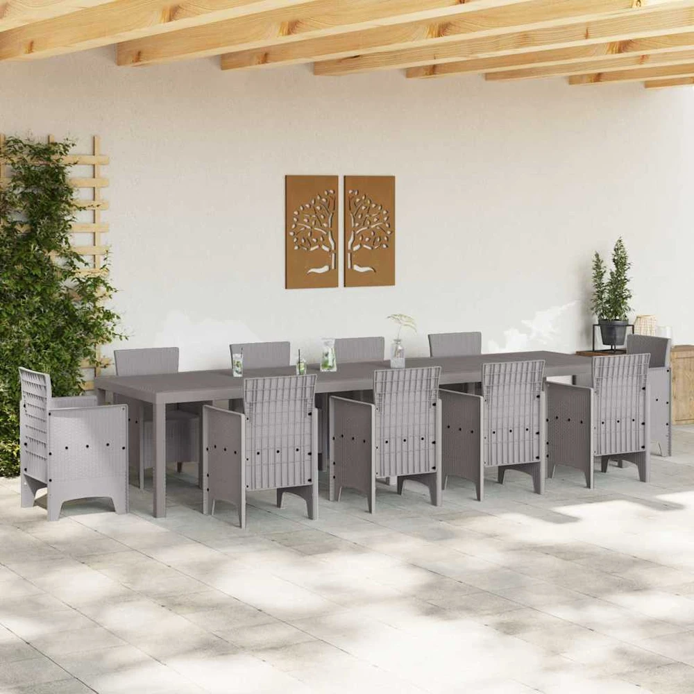 Sodo stalas Šviesiai pilka 350 x 100 x 74 cm poliratanas