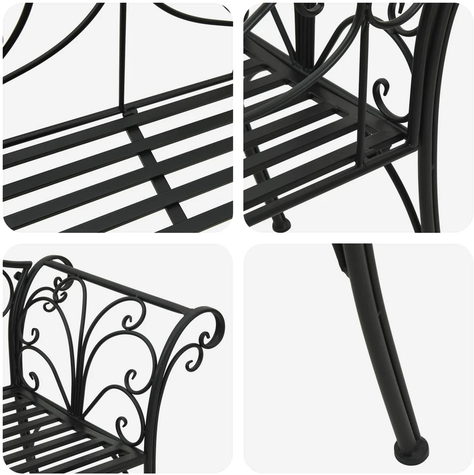 Sodo suolas 2-Vietų skaičius 130 x 47 x 90 cm Plienas Juoda