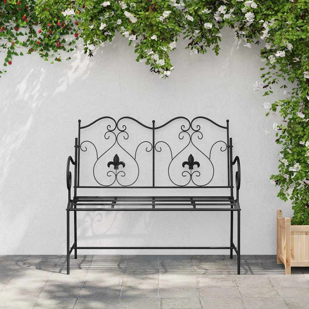 Sodo suolas 2 -Seater 104 x 54 x 93 cm Plienas Juoda