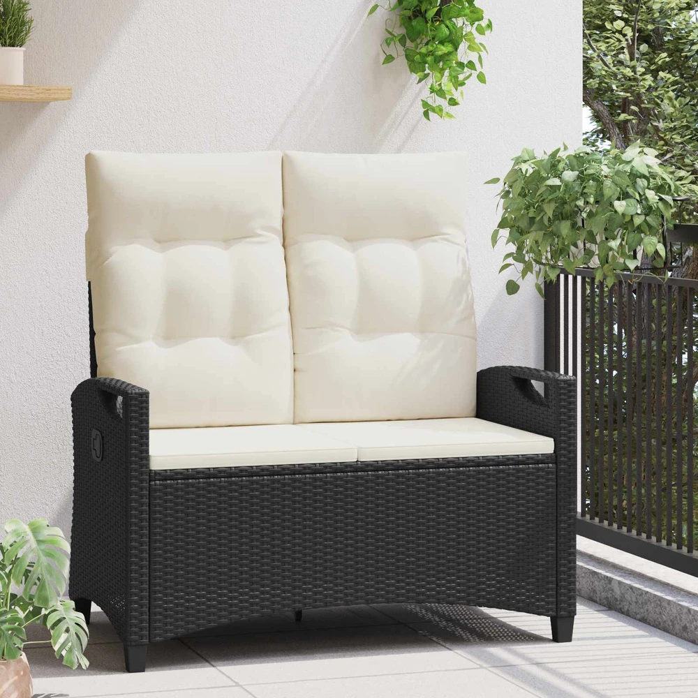 Sodo suolas su pagalve Juoda ir kreminė 105 x 60 x 112 cm