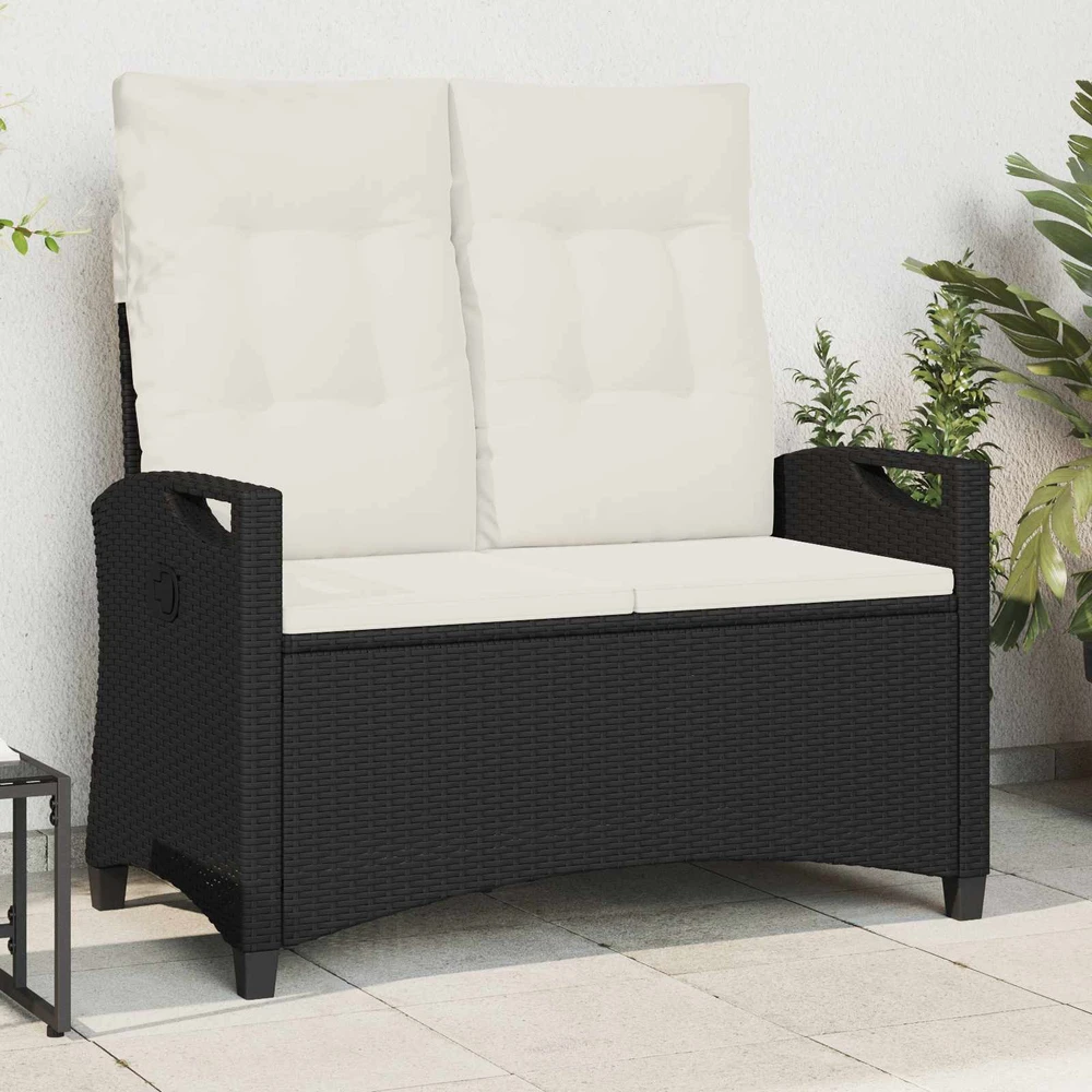 Sodo suolas su pagalve Juoda ir kreminė 105 x 60 x 112 cm