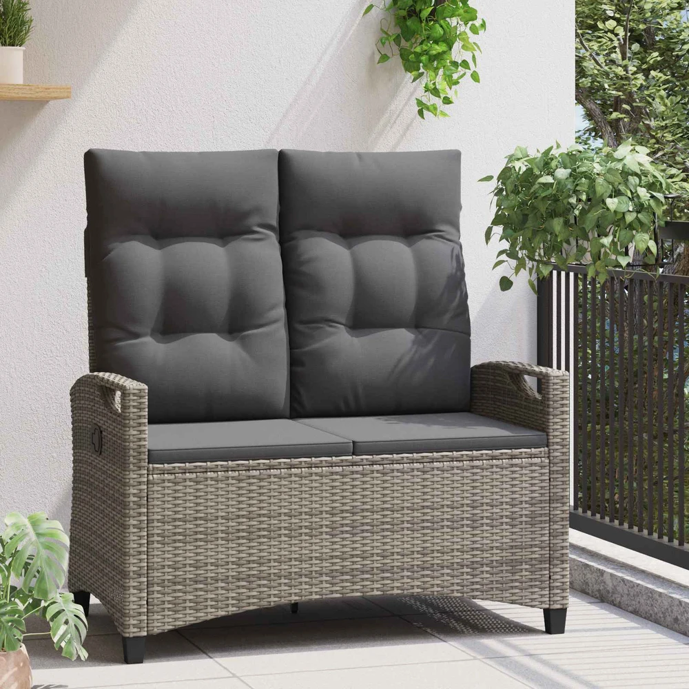 Sodo suolas su pagalve Pilka ir tamsiai pilka 105 x 60 x 112 cm