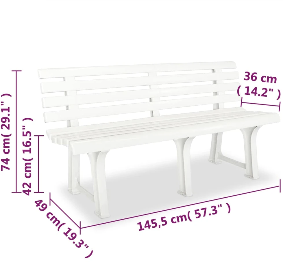 Sodo suoliukas, 145,5cm, plastikas, baltas