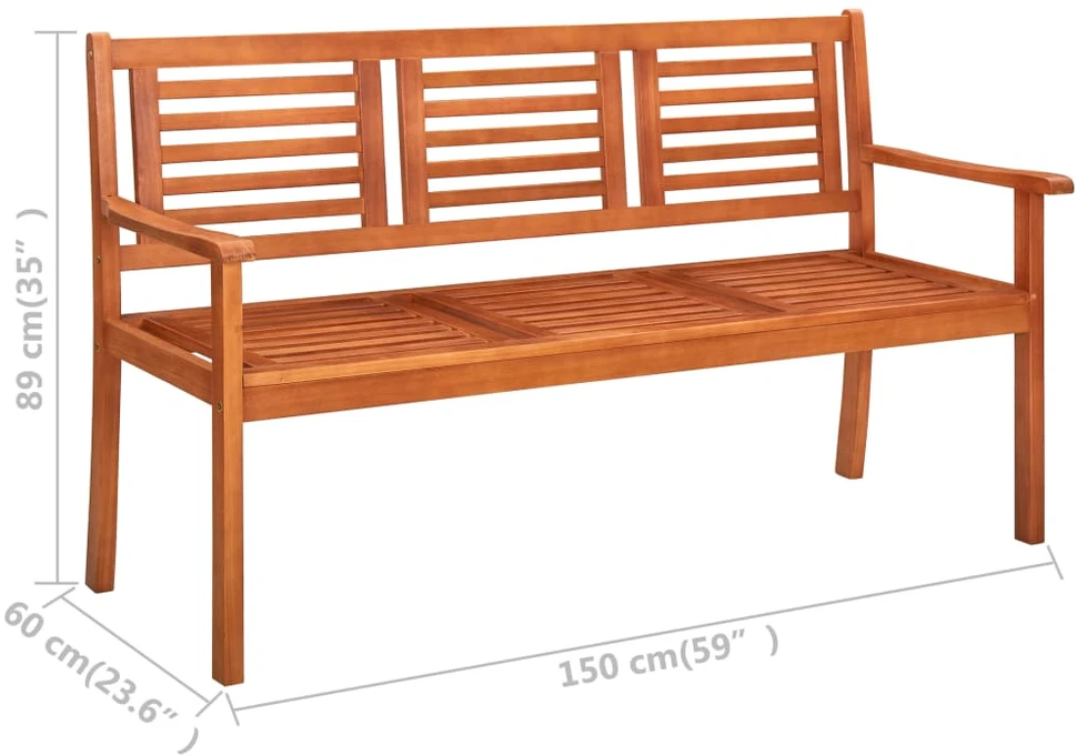 Sodo suoliukas, 150 cm, trivietis, eukalipto medienos masyvas