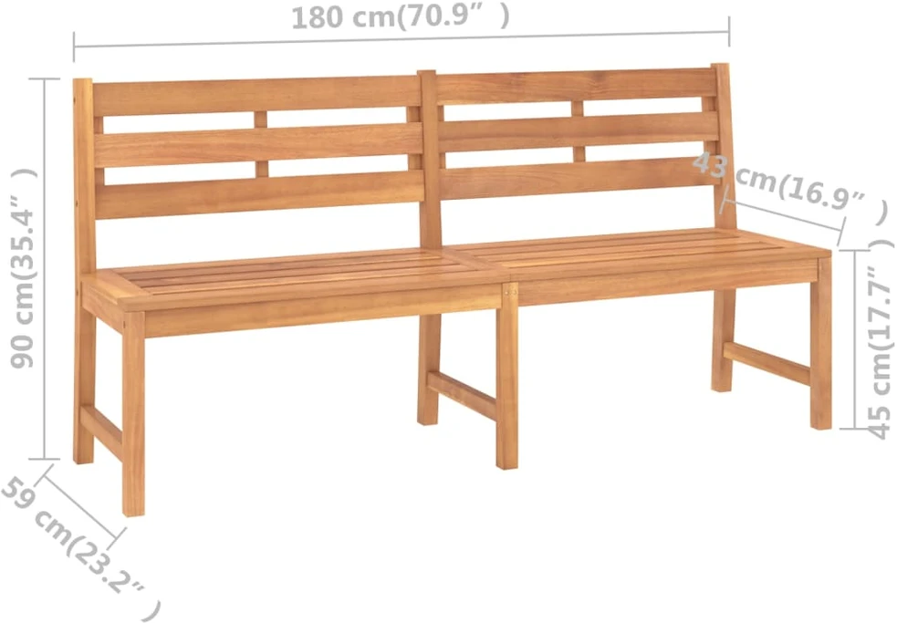 Sodo suoliukas, 180cm, tikmedžio medienos masyvas