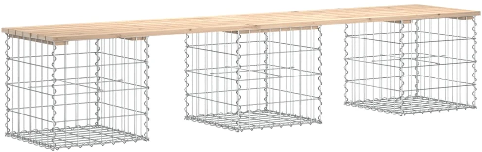Sodo suoliukas, 203x44x42cm, pušies masyvas, gabiono dizaino