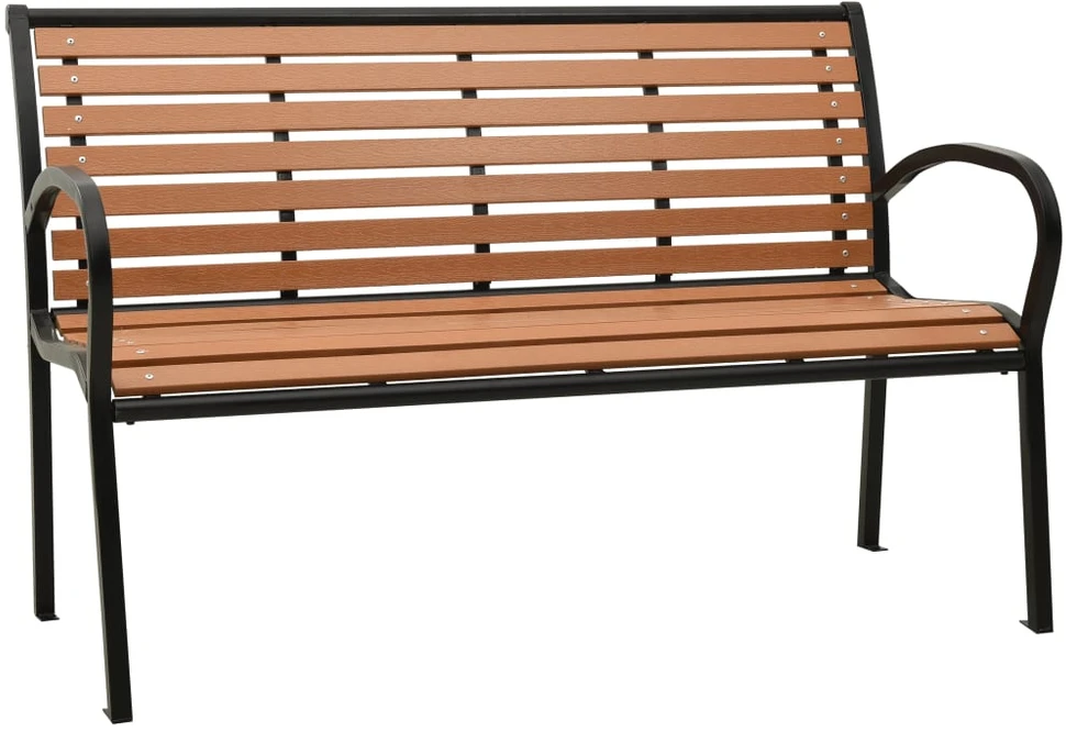 Sodo suoliukas, juodos ir rudos spalvos, 116cm, plienas ir WPC