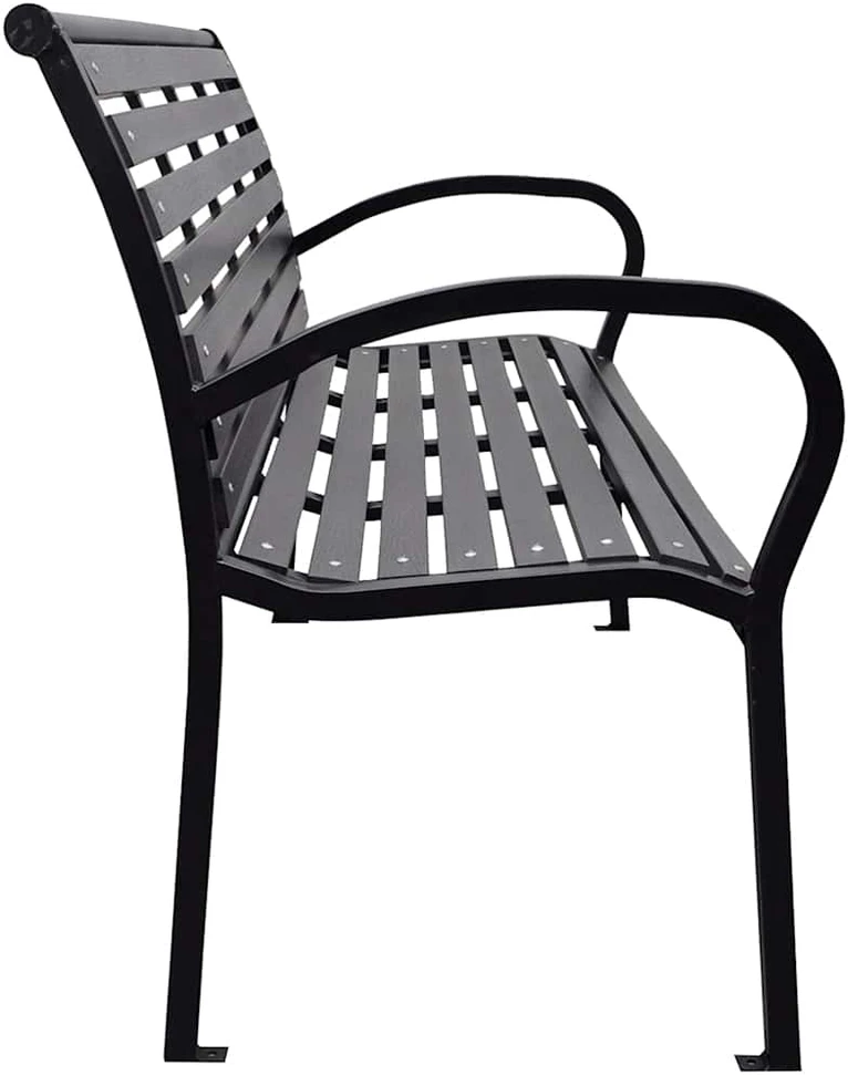 Sodo suoliukas, juodos spalvos, 116cm, plienas ir WPC