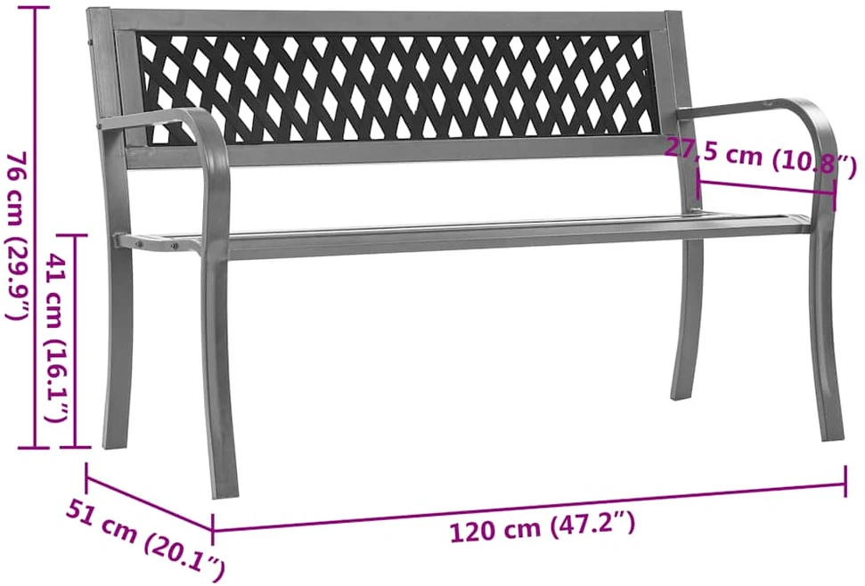 Sodo suoliukas, juodos spalvos, 120cm, plienas