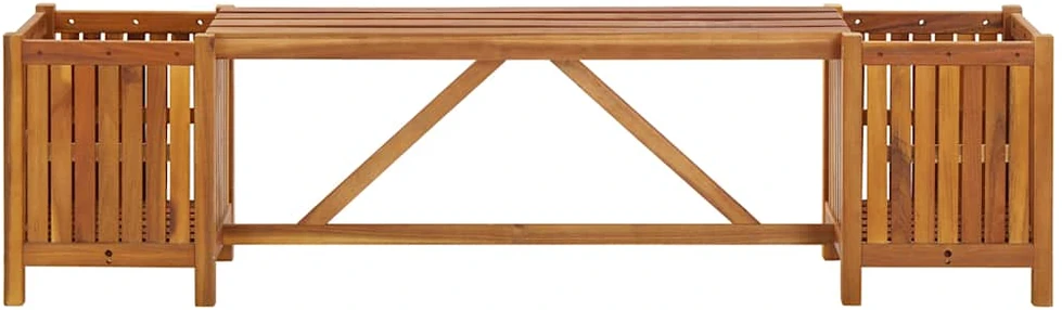 Sodo suoliukas su 2 vazonais, 150x30x40cm, akacijos masyvas