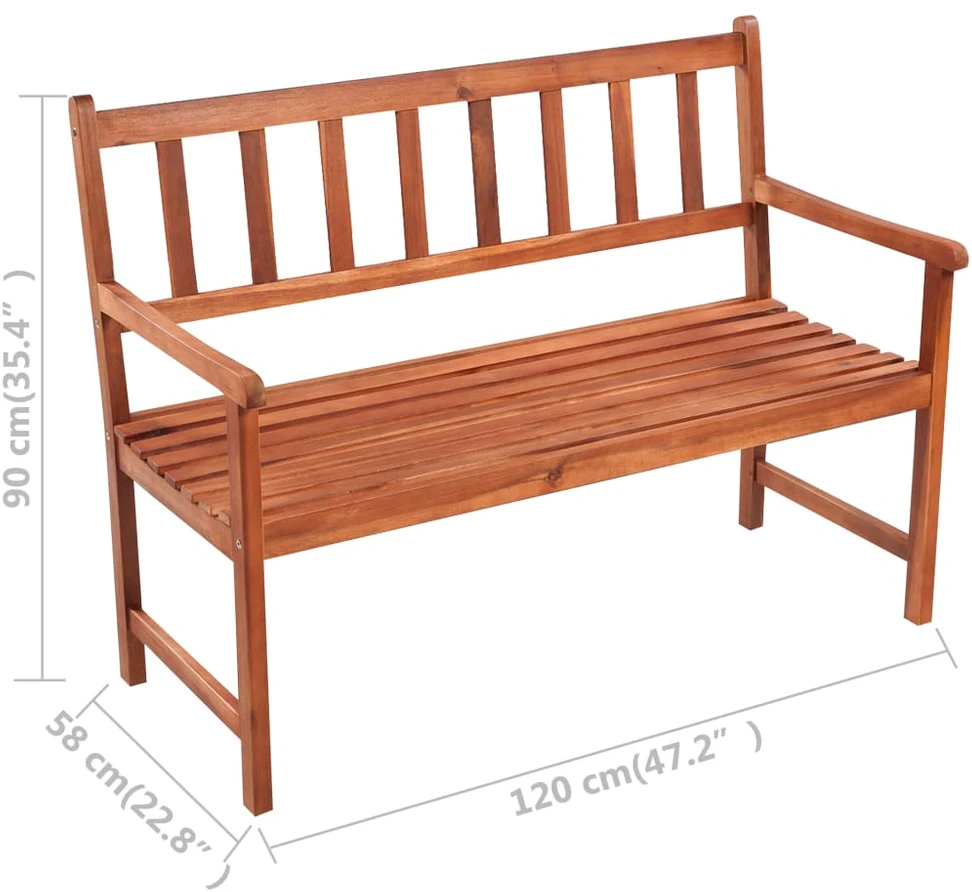 Sodo suoliukas su pagalvėle, 120cm, akacijos medienos masyvas