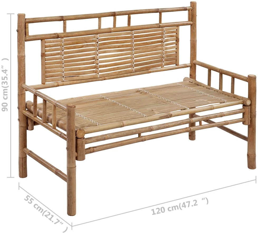 Sodo suoliukas su pagalvėle, 120cm, bambukas (41504+314955)