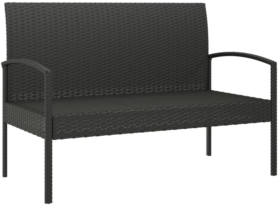 Sodo suoliukas su pagalvėle, juodas, 105cm, poliratanas