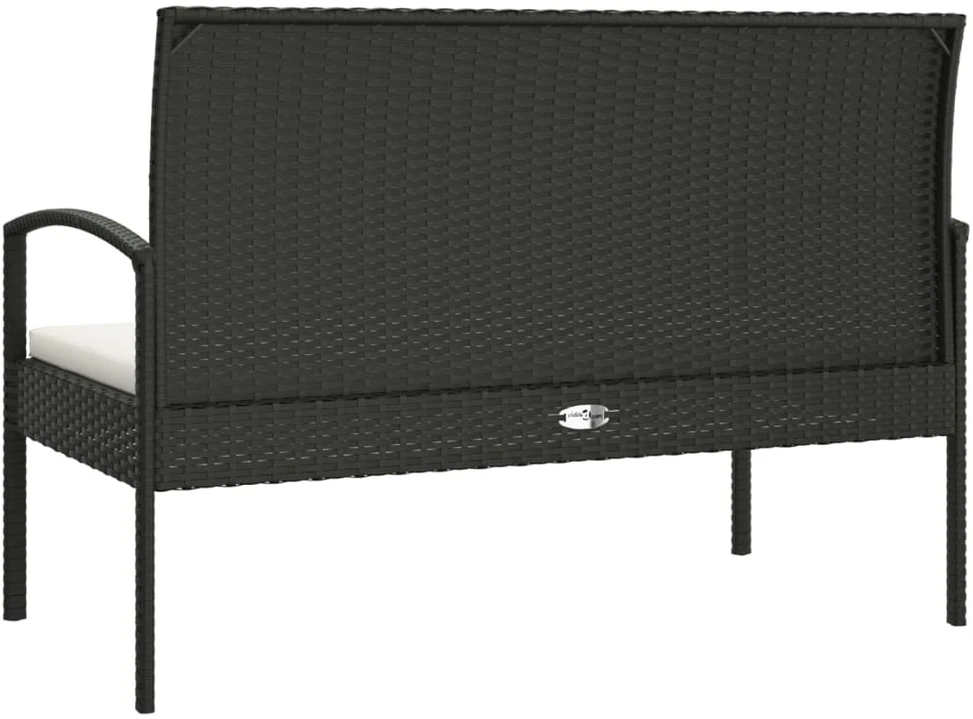 Sodo suoliukas su pagalvėle, juodas, 105cm, poliratanas
