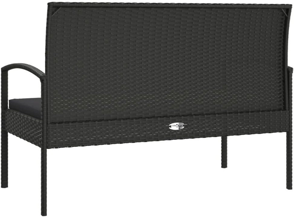 Sodo suoliukas su pagalvėle, juodas, 105cm, poliratanas