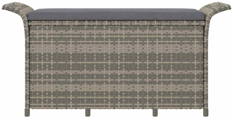 Sodo suoliukas su pagalvėle, pilkas, 116x46x57cm, poliratanas