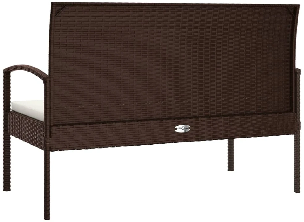 Sodo suoliukas su pagalvėle, rudos spalvos, 105cm, poliratanas