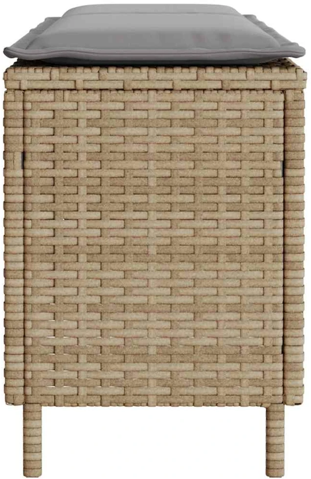 Sodo suoliukas su pagalvėle, smėlio spalvos, 110x30x40,5 cm, poliratanas