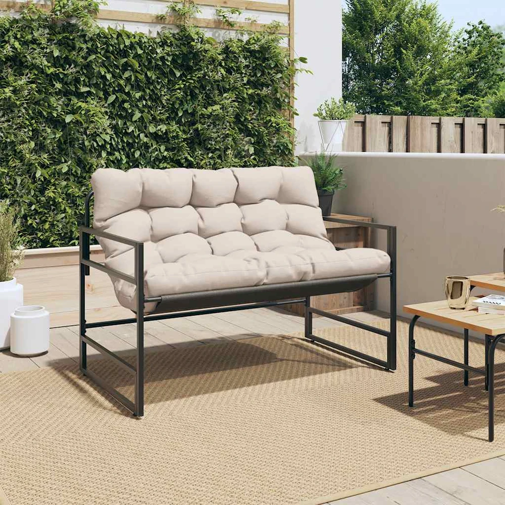 Sodo suoliukas su pagalvėle, taupe spalvos, 113cm, plienas