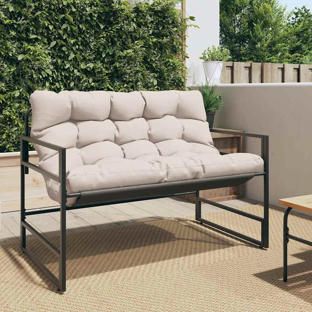 Sodo suoliukas su pagalvėle, taupe spalvos, 113cm, plienas