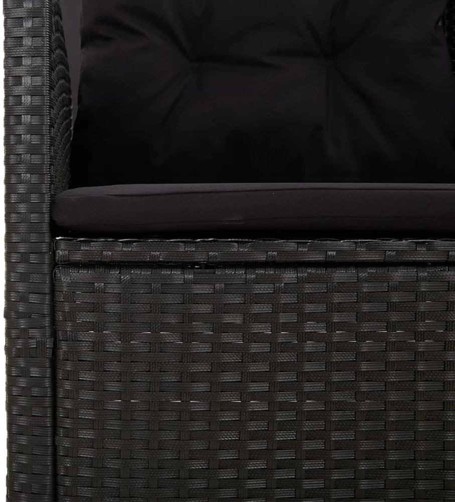 Sodo suoliukas su pagalvėlėmis, juodas, 118cm, poliratanas