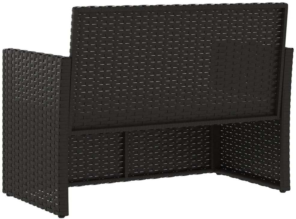 Sodo suoliukas su pagalvėlėmis, juodas, 105cm, poliratanas