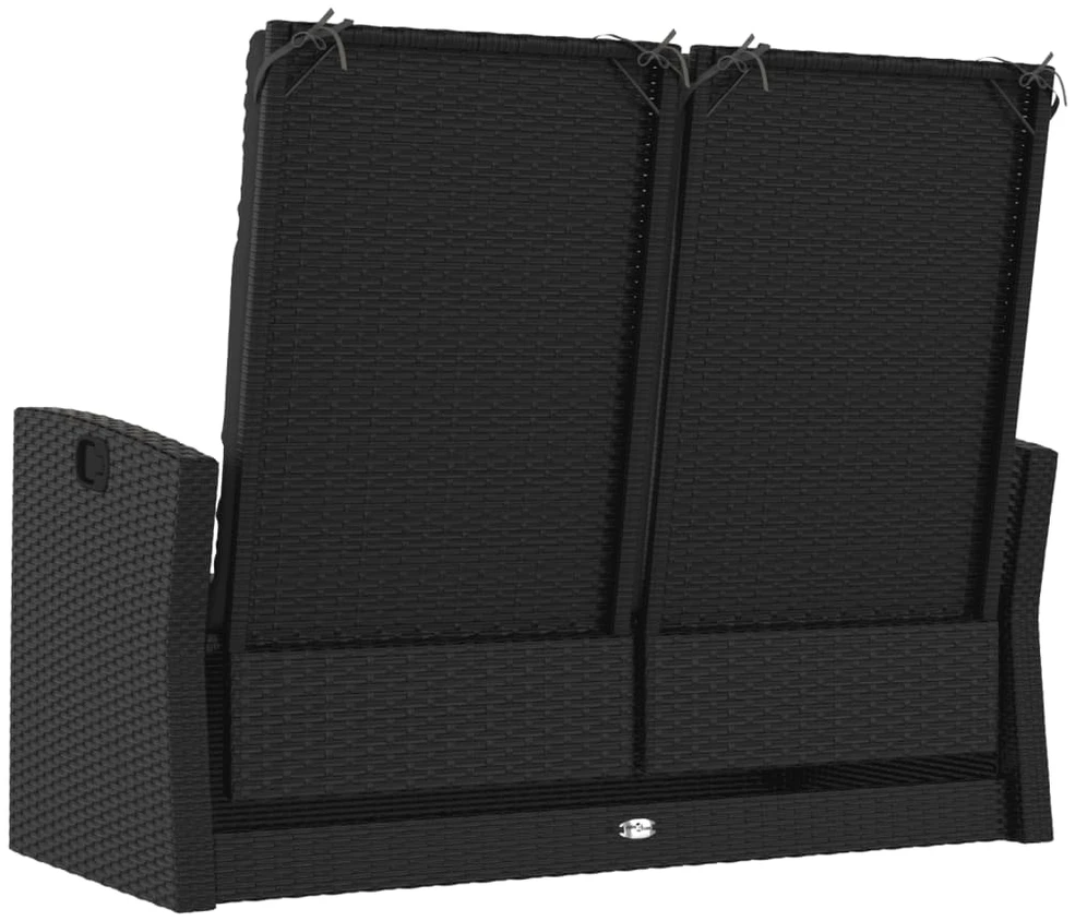 Sodo suoliukas su pagalvėlėmis, juodas, 118cm, poliratanas