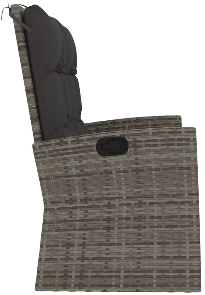 Sodo suoliukas su pagalvėlėmis, pilkas, 118cm, poliratanas