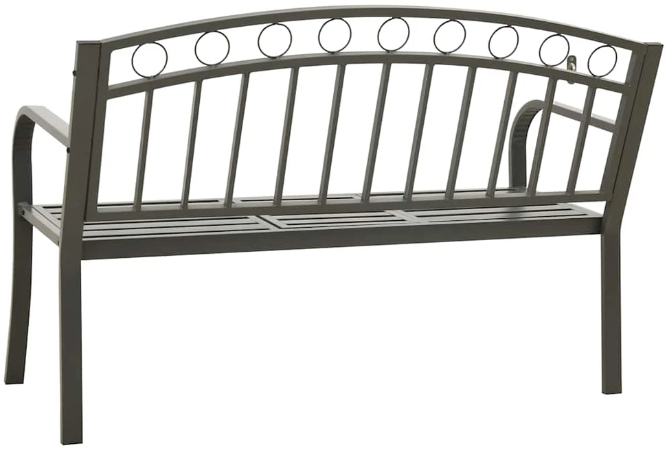 Sodo suoliukas su staliuku, pilkos spalvos, 120cm, plienas