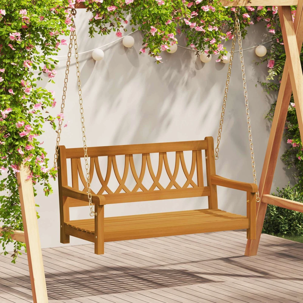 Lauko baldų komplektas Sodo sūpynė su suoleliu 2 -Seater 110 x 56 x 58 cm Natūrali