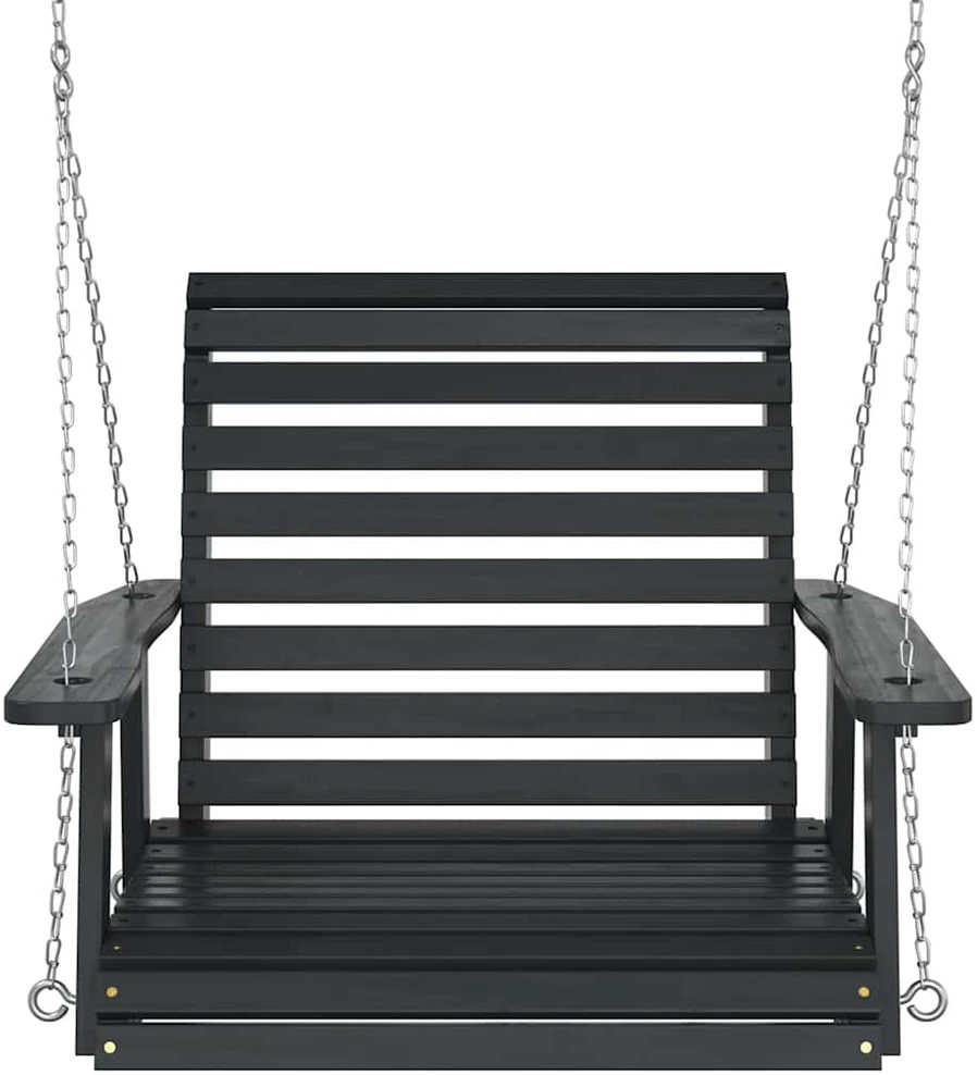 Sodo sūpynės-kėdė su metalinėmis grandinėmis, juoda, eglė