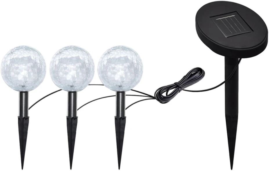 Sodo šviestuvas, 6 vnt., LED, su smaigais ir saulės kolektoriais
