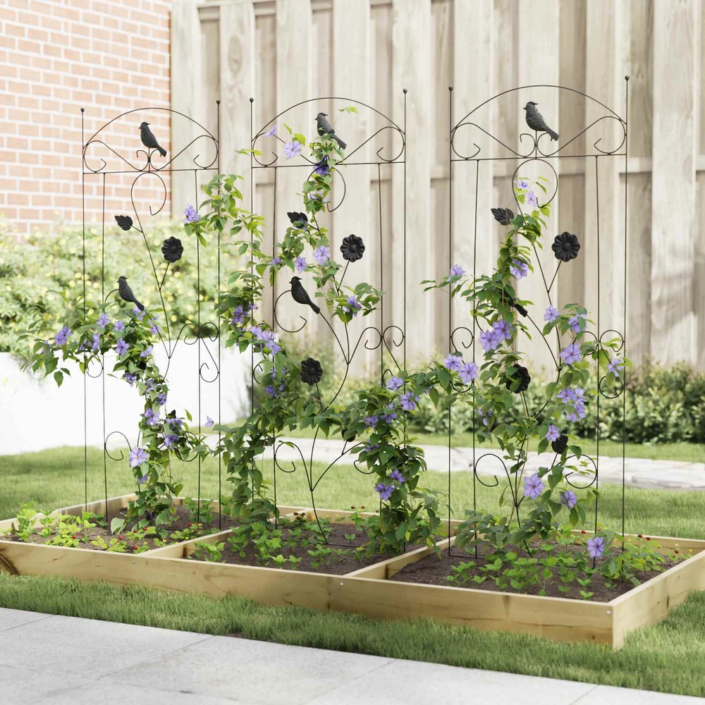 Sodo tvora 3 vnt. Juoda 110 x 40 cm Plienas
