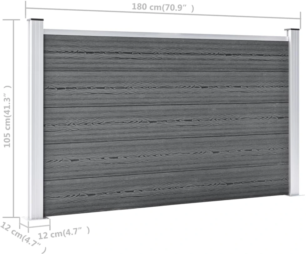 Sodo tvora, pilkos spalvos, 872x106cm, WPC (49073+4x49075)