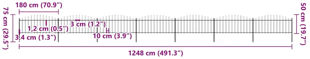 Sodo tvora su iečių viršug., juoda, (0,5-0,75)x11,9m, plienas