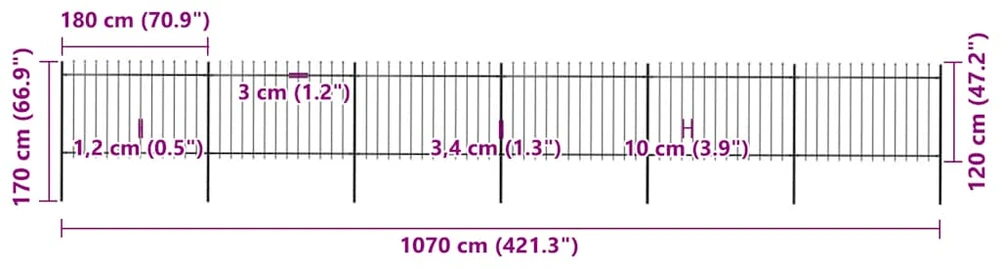 Sodo tvora su iečių viršugal., juoda, 10,2x1,2m, plienas