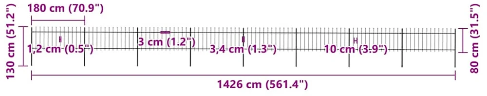 Sodo tvora su iečių viršugal., juoda, 13,6x0,8m, plienas