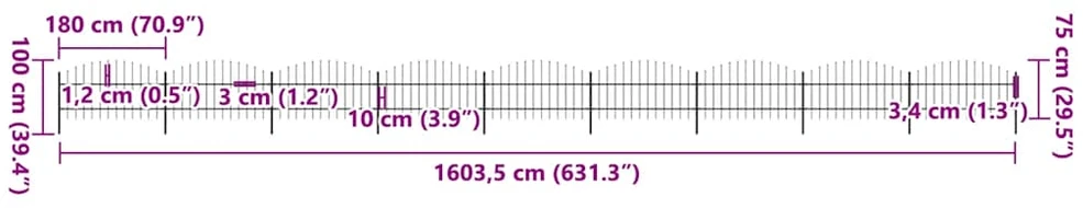 Sodo tvora su iečių viršug., juoda, (0,75-1)x15,3m, plienas