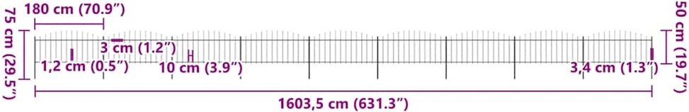 Sodo tvora su iečių viršug., juoda, (0,5-0,75)x15,3m, plienas