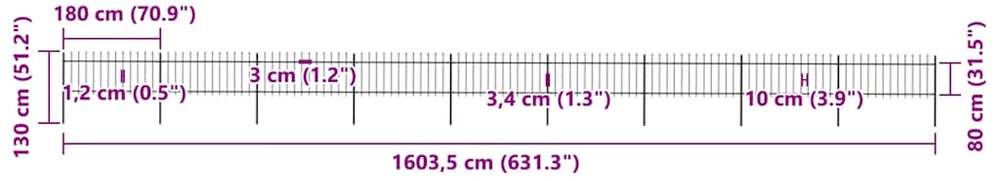 Sodo tvora su iečių viršug., juodos sp., 15,3x0,8 m, plienas