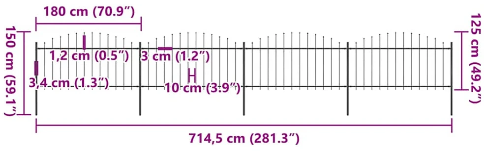 Sodo tvora su iečių viršug., juoda, (1,25-1,5)x6,8m, plienas