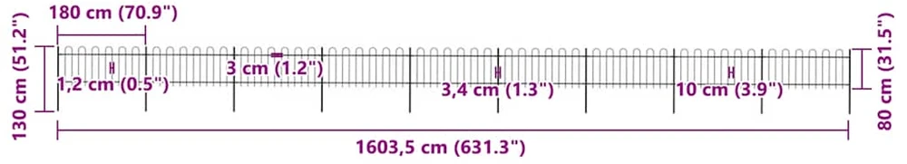 Sodo tvora su apvaliais viršug., juoda, 15,3x0,8 m, plienas