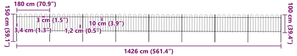 Sodo tvora su apvaliais viršug., juoda, 13,6x1 m, plienas
