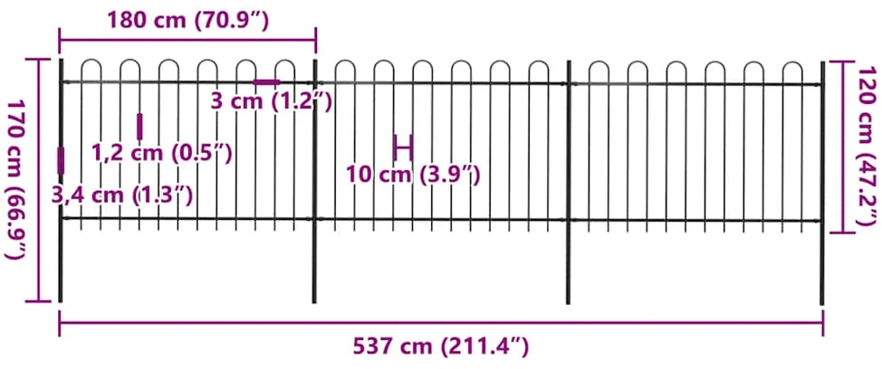 Sodo tvora su apvaliais viršugaliais, juoda, 5,1x1,2 m, plienas